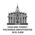 Thailand, Phuket, The Roman Amphitheater In El Djem travel landmark vector illustration Royalty Free Stock Photo