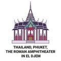 Thailand, Phuket, The Roman Amphitheater In El Djem travel landmark vector illustration Royalty Free Stock Photo