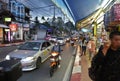 Thailand Phuket street scene early evening a busy main road. Royalty Free Stock Photo