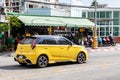 Yellow car model Morris Garage MG3 hatchback body on the street