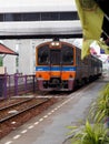 THAILAND railroad railway vintage retro long distance diesel wagon and locomotive in BANGKOK
