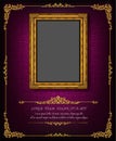 Thailand Royal gold frame on drake pattern background, Vintage photo frame antique, design pattern