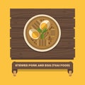 Thailand's national dishes,Stewed pork and egg (Khai Palo)- Vector flat design