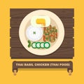 Thailand's national dishes,Thai Basil Chicken (Pad Kra Pao gai) Royalty Free Stock Photo