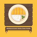 Thailand's national dishes,Thai mango sticky rice - Vector flat