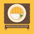 Thailand's national dishes,Thai mango sticky rice - Vector flat Royalty Free Stock Photo