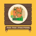 Thailand's national dishes,Thai noodles (Pad Thai) - Vector flat