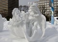 Gai Chon, Fighting Cock, Snow Sculpture Royalty Free Stock Photo