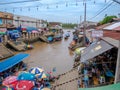 THAILAND, SAMUTSONGKHRAM - JUNE 17: Traditional thai steet food at Amphawa floating market in Thailand.Amphawa floating market.