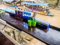 THAILAND, SAMUTSONGKHRAM - JUNE 17,2018 : Traditional thai steet food at Amphawa floating market canal in Thailand.People can buy