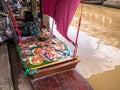 THAILAND, SAMUTSONGKHRAM - JUNE 17,2018 : Traditional thai steet food at Amphawa floating market canal in Thailand.People can buy