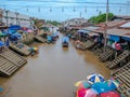 THAILAND, SAMUTSONGKHRAM - JUNE 17: Traditional thai steet food at Amphawa floating market in Thailand.Amphawa floating market.