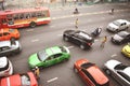 Traffic Police Regulating Traffic on City Street, Bangkok Thailand Royalty Free Stock Photo