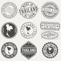 Thailand Set of Stamps. Travel Stamp. Made In Product. Design Seals Old Style Insignia. Royalty Free Stock Photo