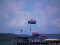 Thailand sky person parachute ship sea