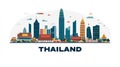 Thailand skyline illustration featuring modern and traditional architecture Royalty Free Stock Photo
