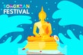 Thailand Songkran Festival. Most people prefer to go to Sprinkle water on to a Buddha Statue