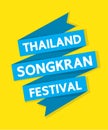 Thailand songkran festival ribbon on yellow background.