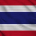 Thailand Square Realistic Flag Fabric Texture Effect Illustration