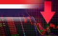 Thailand Stock Exchange market crisis red market price down chart fall Business and finance money crisis red negative drop in Royalty Free Stock Photo