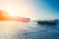 Thailand summer travel sea, Thai old wood boat at sea beach Krabi Phi Phi Island Phuket Royalty Free Stock Photo