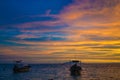 Thailand sunrise, boat on coast