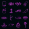 Thailand symbols icons set vector neon