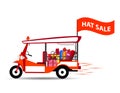 Thailand Taxi TUK TUK or a three wheeled shopping hot sale flag, colorful illustration