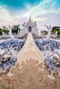 Thailand temple or grand white church Call Wat Rong Khun,at Chiang Rai province, Thailand,Contemporary unconventional Buddhist te Royalty Free Stock Photo