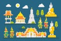 Thailand temple infographic elements set Royalty Free Stock Photo