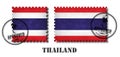 Thailand or thai flag pattern postage stamp with grunge old scratch texture and affix a seal on isolated background . Black color Royalty Free Stock Photo