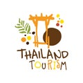 Thailand tourism logo template hand drawn vector Illustration Royalty Free Stock Photo