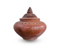 Thailand traditional clay jar used for water drink on white background Royalty Free Stock Photo
