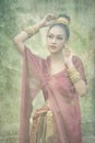 Beautiful Thai girl in traditional dress costume Royalty Free Stock Photo