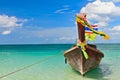 Thailand traditional longtail boat on tropical beach