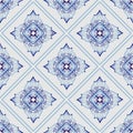 Thailand traditional ornament element repetitive seamless pattern with Porcelain indigo blue