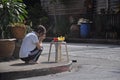 Thailand, Trat 12.10.2019 - A woman doing praying ritual