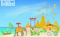 Thailand travel concept, cartoon style