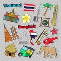Thailand Travel Elements with Architecture for Badges, Stickers, Prints