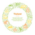 Thailand Travel and Tourism Banner Card Circle. Vector