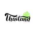 Thailand typography text sign. Trendy lettering font design. Travel agency banner, symbol.
