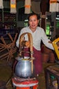 Thailand - woman - silk - handmade Royalty Free Stock Photo