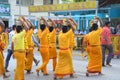 Thaipusam is a Hindu festival where devotees come together for a procession, carrying signs of their devotion and gratitude Royalty Free Stock Photo