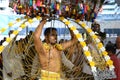 Thaipusam is a Hindu festival where devotees come together for a procession, carrying signs of their devotion and gratitude Royalty Free Stock Photo