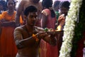 Thaipusam is a Hindu festival where devotees come together for a procession, carrying signs of their devotion and gratitude Royalty Free Stock Photo