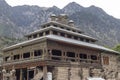 THAL, UPPER DIR, PAKISTAN - JUNE 10, 2022: This Jamia masjid in Thal bazaar made of woods was built in the 19th century