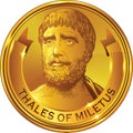 Thales of miletus gold style portrait, vector