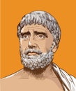 Thales of miletus cartoon style portrait, vector