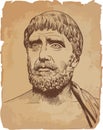 Thales of Miletus line art portrait