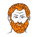 Thales of Miletus vector drawing with surface for hair